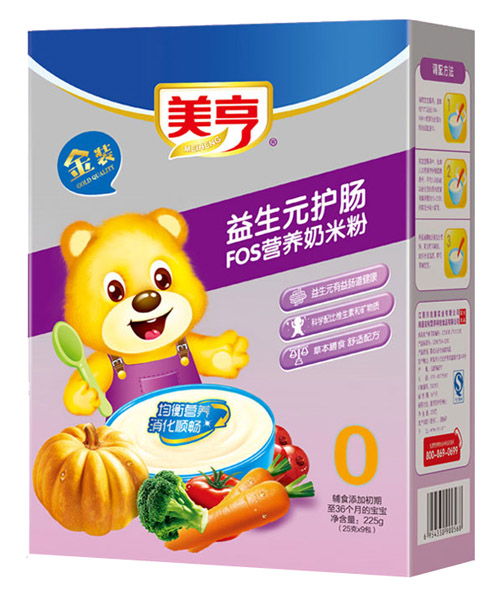 美亨盒裝益生元護(hù)腸FOS營養(yǎng)奶米粉0段