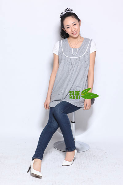 科筆亮扣花邊雙層馬甲