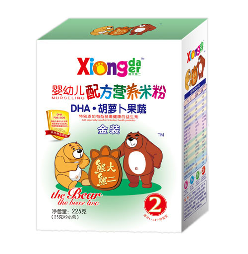 熊大熊二DHA胡蘿卜果蔬嬰幼兒營(yíng)養(yǎng)米粉