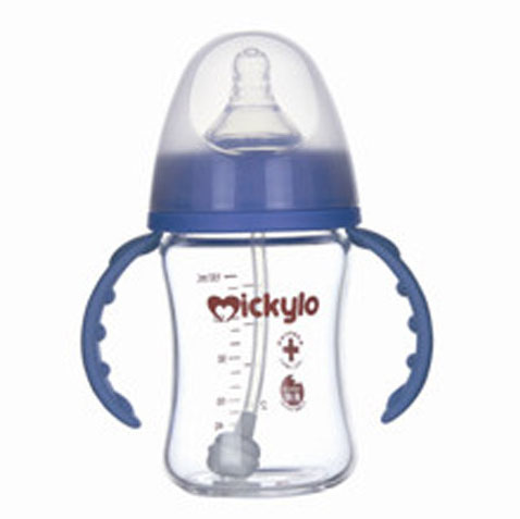 米奇樂晶鉆玻璃寬口自動奶瓶150ml