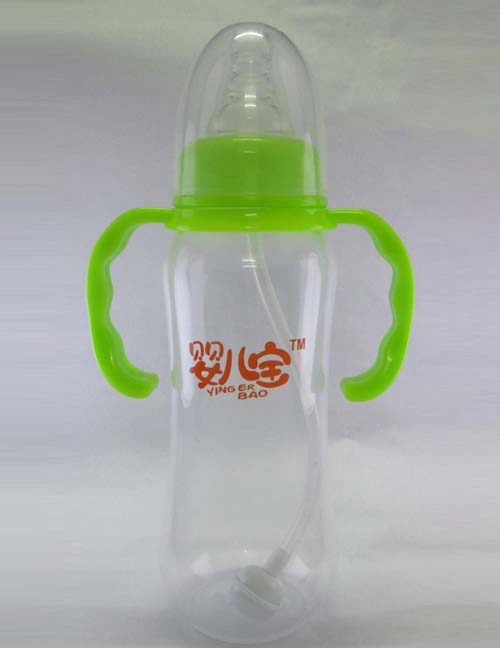 嬰兒寶250ML標(biāo)口徑弧形自動(dòng)手柄奶瓶綠色