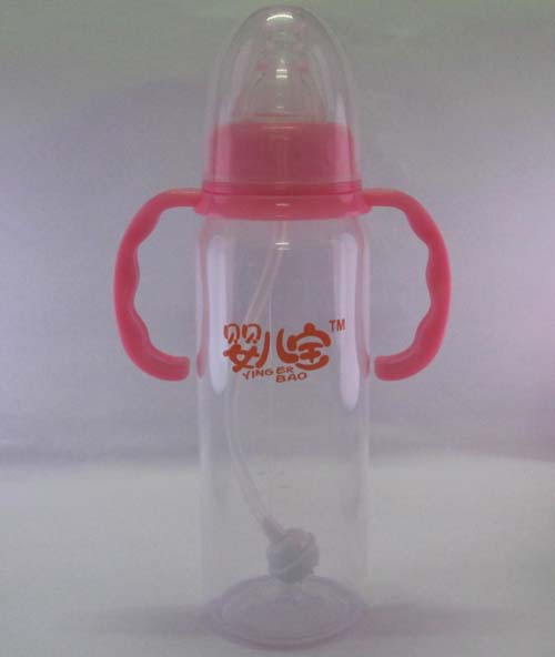 嬰兒寶240ml標(biāo)口徑直身自動(dòng)手柄奶瓶粉色