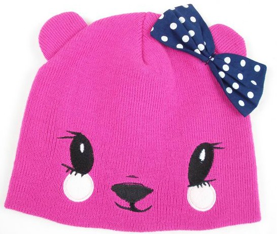 幼之戀花臉小貓幼兒帽紫色