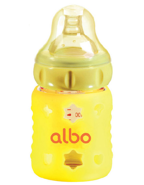 愛(ài)樂(lè)寶感溫晶鉆玻璃奶瓶150ml黃色