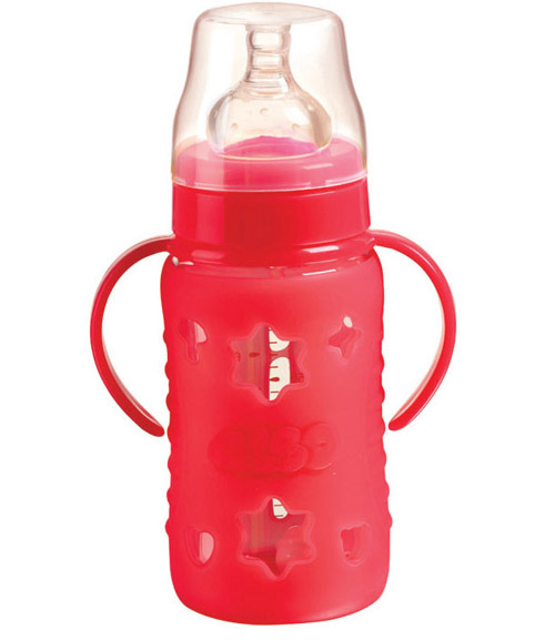 愛樂寶硅膠感溫自動玻璃奶瓶240m紅色