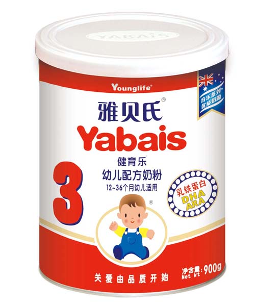 雅貝氏金裝優(yōu)育樂幼兒配方奶粉3段900g