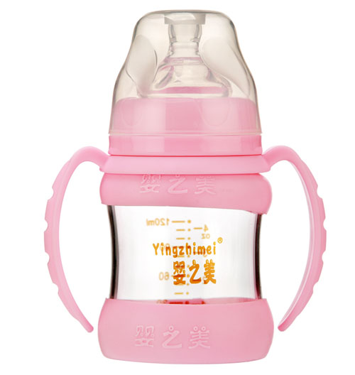 嬰之美寬口雙耳自動高硼硅玻璃奶瓶120ML
