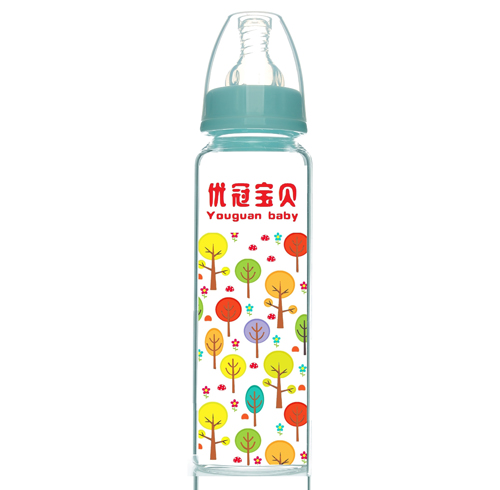 優(yōu)冠寶貝標(biāo)口金鉆玻璃奶瓶240ml藍(lán)色