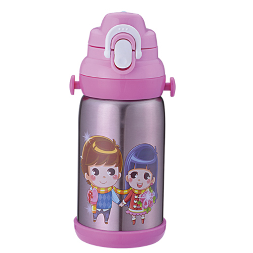 天使貝貝兒童不銹鋼水壺粉色