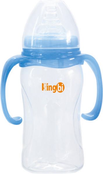 健貝寬口藍色嬰兒PP奶瓶330ml