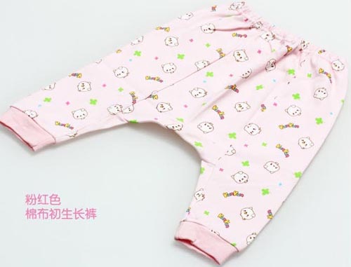 KUNKUN嬰兒棉質初生長褲粉紅色