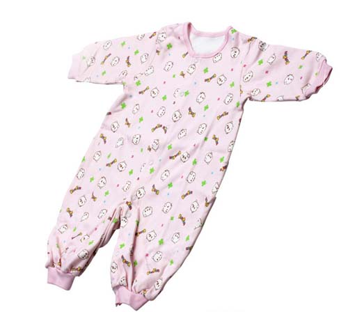 KUNKUN嬰兒棉布長(zhǎng)袖兩用兔裝粉紅色