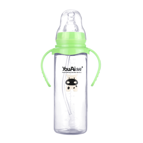 幼愛PP標口帶柄自動吸直身奶瓶240ml