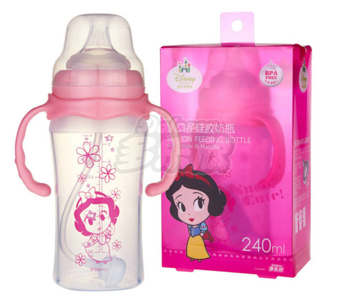 迪士尼寶寶口徑手柄吸管硅膠奶瓶(大號)240ml
