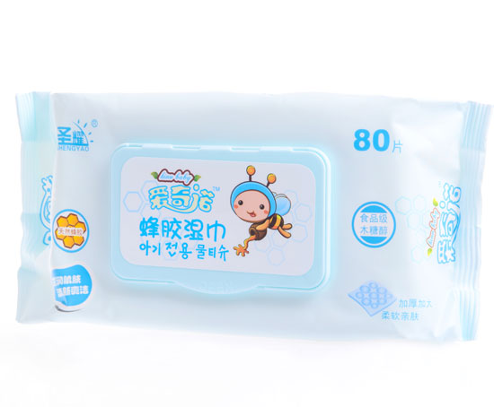 愛奇諾天然蜂膠嬰兒口手無香80片枕式加蓋(藍(lán))1