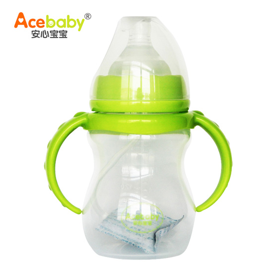 安心寶寶210ml寬口雙耳自動(dòng)PP奶瓶綠色