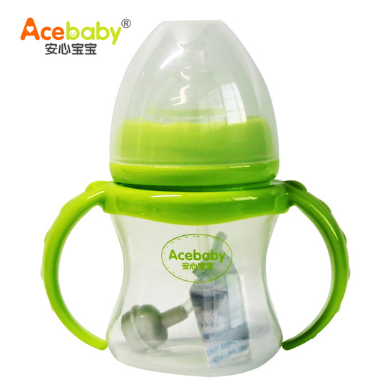 安心寶寶150ml小蠻腰PP奶瓶綠色帶蓋