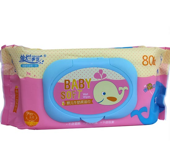 燦爛季節(jié)嬰兒牛奶柔濕巾80抽