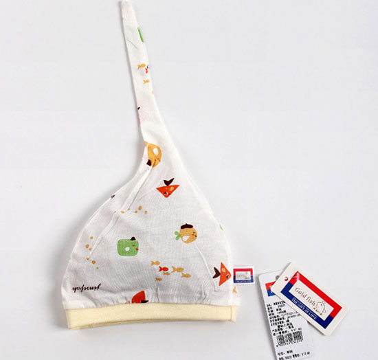 金色小魚(yú)單面蘆薈纖維寶寶帽