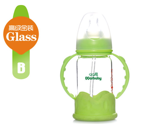 Q0愛標(biāo)口徑雙柄晶鉆玻璃奶瓶120ML