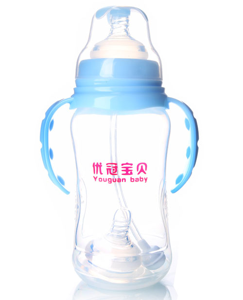 優(yōu)冠寶貝寬口徑PP奶瓶350ml藍色