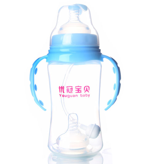 優(yōu)冠寶貝寬口徑PP奶瓶300ml藍(lán)色