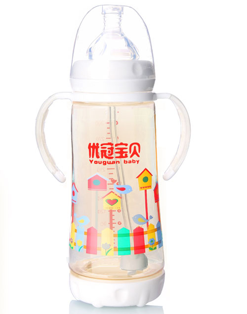優(yōu)冠寶貝防脹氣PPSU奶瓶300ml白色