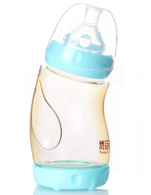 優(yōu)冠寶貝企鵝形防脹氣PPSU奶瓶260ml藍(lán)色