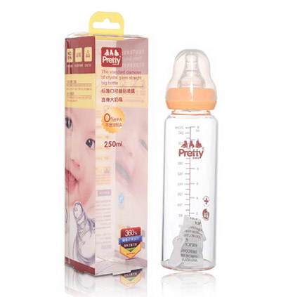 prettybaby標準口徑晶鉆玻璃直身大奶瓶250ML
