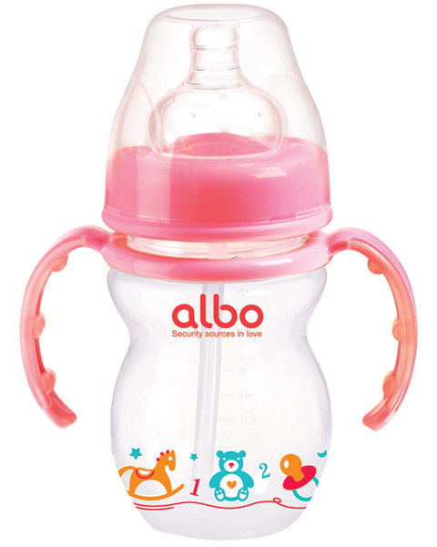 愛(ài)樂(lè)寶210mlPP寬口葫蘆自動(dòng)奶瓶紅