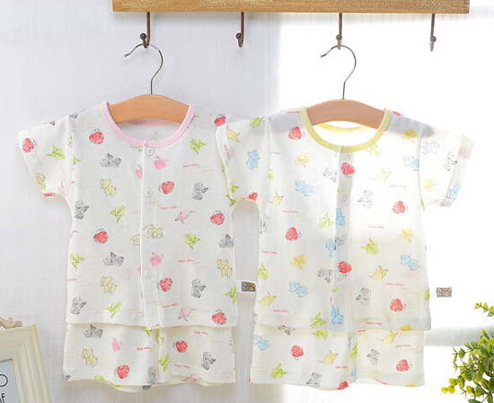 安米小熊純棉提花短袖圓開套裝A2004