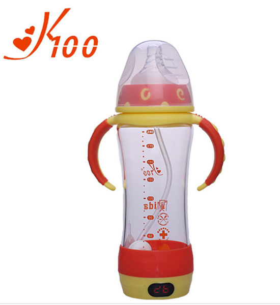 K100智能測(cè)溫雙手柄奶瓶紅色