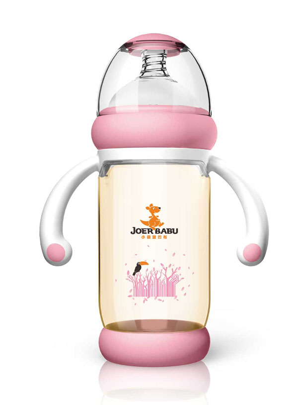 小袋鼠巴布PPSU防燙自動寬口奶瓶240ml紅色
