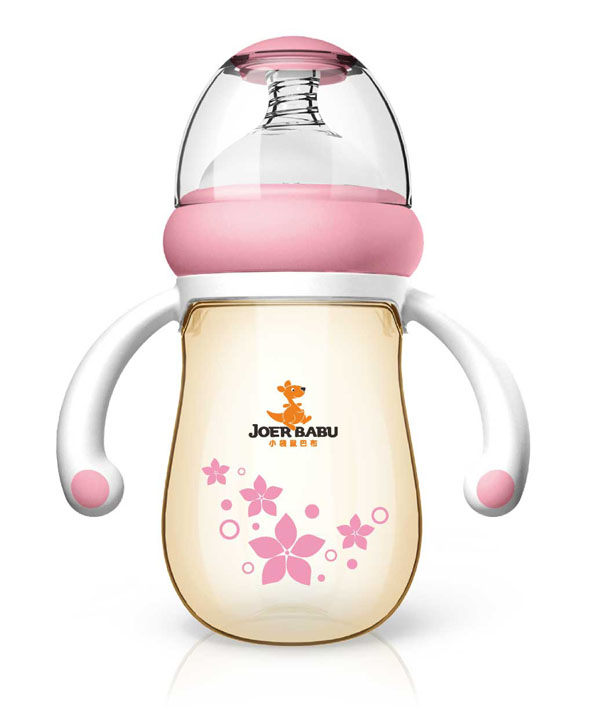 小袋鼠巴布梨形PPSU自動寬口奶瓶240ml粉色