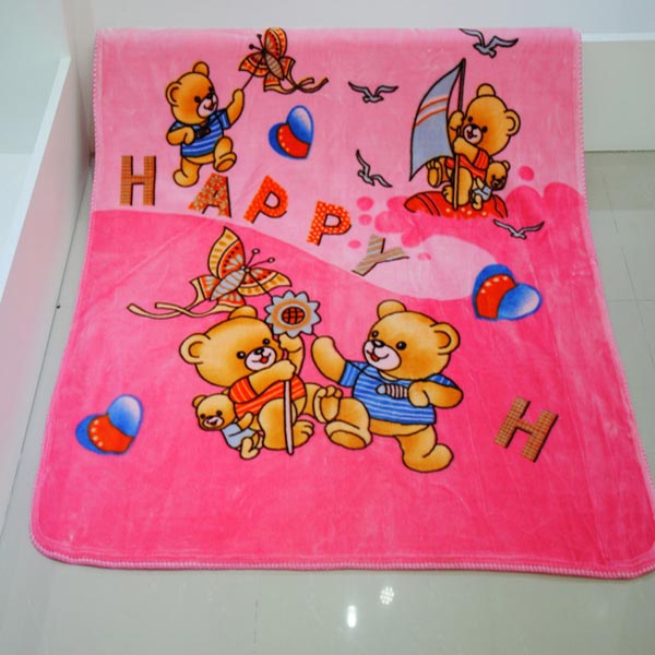 亞奧超柔小毯子快樂熊粉色