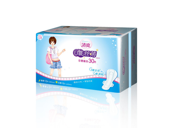 清爽U氧系列---日夜組合30片U氧絲薄棉柔衛(wèi)生巾