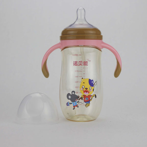 諾貝能嬰幼兒奶瓶大帶柄粉色