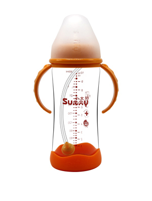 小太陽(yáng)弧形玻璃加厚防爆奶瓶300ML