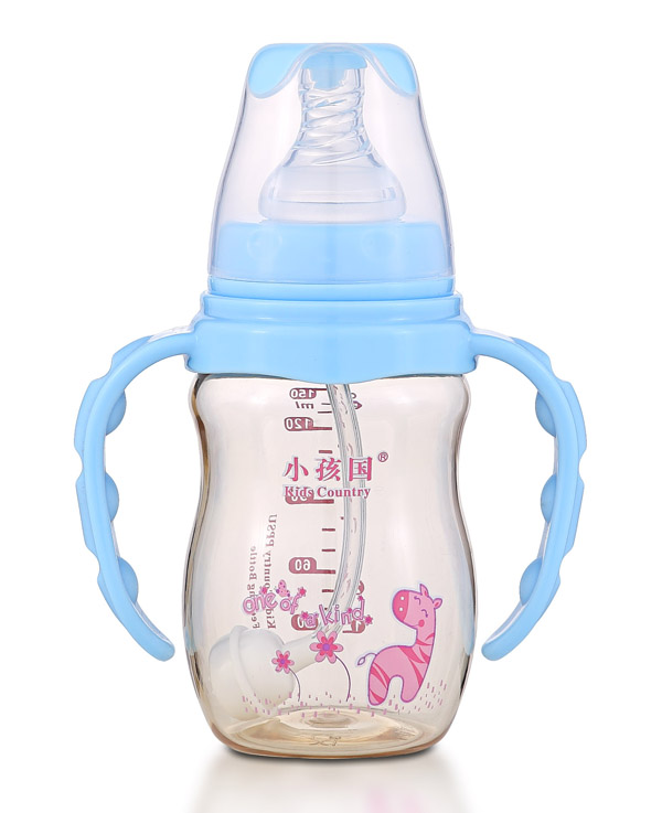 小孩國(guó)初生標(biāo)口弧形自動(dòng)PPSU奶瓶 藍(lán)色150ML