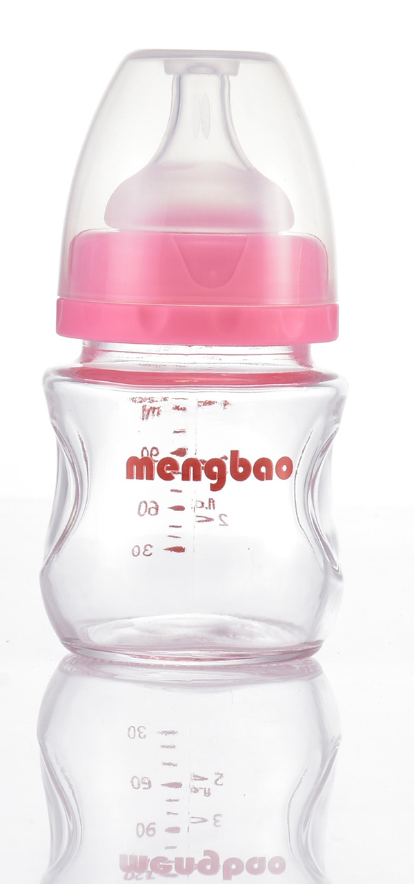 盟寶玻璃奶瓶150ml-粉色