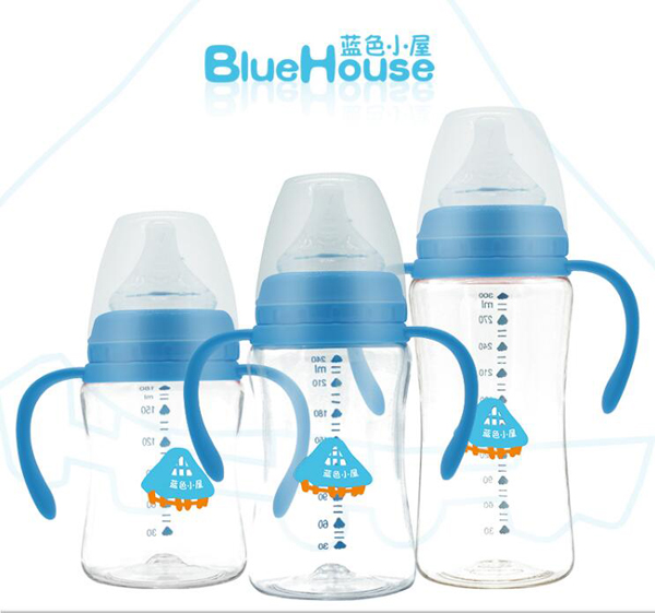 藍(lán)色小屋寬口Tritan弧形奶瓶