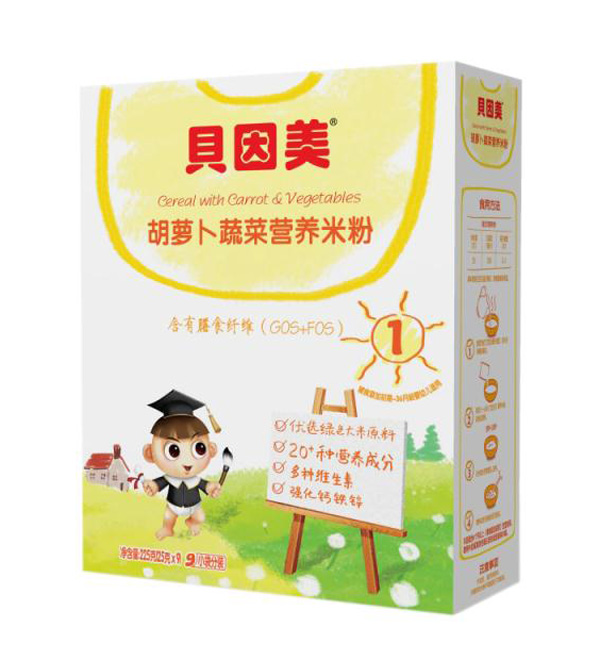 貝因美胡蘿卜蔬菜營(yíng)養(yǎng)米粉盒裝