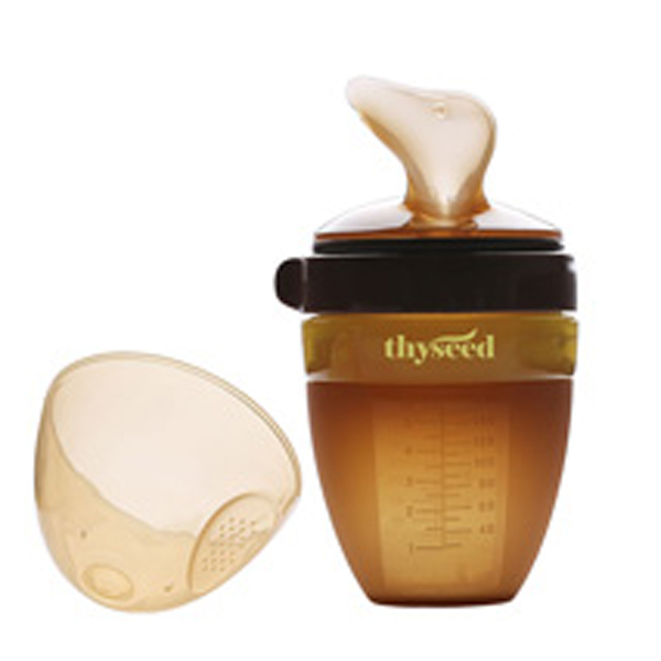 世喜帶勺子全硅膠寬口徑奶瓶