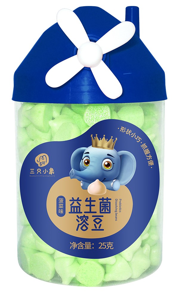 多可三只小象益生菌溶豆 菠菜味