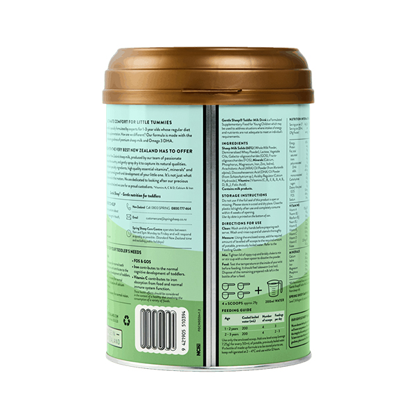 Gentle Sheep®嬰幼兒配方綿羊奶粉 背面