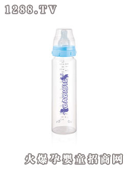 BABISIL標準口徑8安士玻璃奶瓶(藍色）