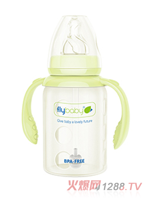 飛樂比標(biāo)口硅膠防護套玻璃雙柄小奶瓶120ml