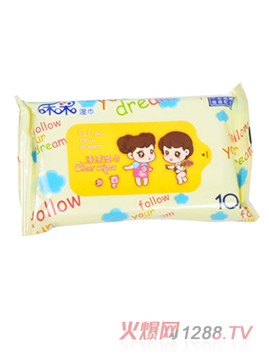 禾采10片啟封嬰兒清潔濕巾（黃色）