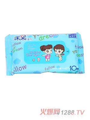 禾采10片啟封嬰兒清潔濕巾（藍色）
