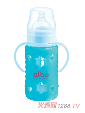 愛(ài)樂(lè)寶240ml硅膠感溫自動(dòng)玻璃奶瓶藍(lán)